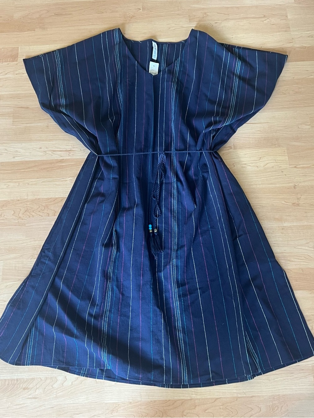NWT LANE BRYANT COVER UP CAFTAN STRIPED COTTON